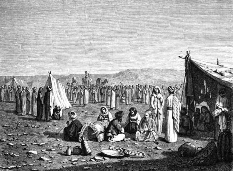 1829-Claude Charles Rudhardt - Accampamento di una carovana di pellegrini greci in Palestina